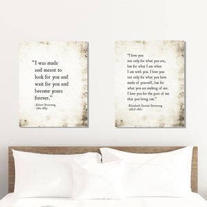 Robert and Elizabeth Browning Love Quotes Prints, His and Hers Art Prints, Book Page Art Prints, Anniversary Gift Idea, Unframed