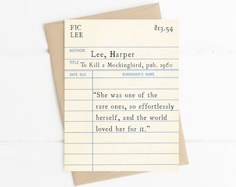 She was One of the Rare Ones, To Kill a Mockingbird Book Quote, Harper Lee Quote, Vintage Library Card, Literary Gift Card, Book Lover Gift