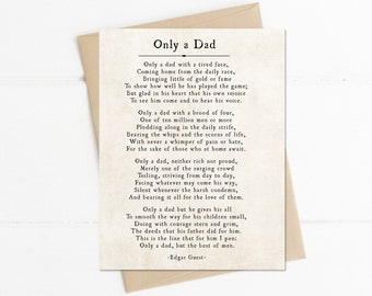 Only a Dad Poem, Edgar Guest Poem, 5x7 Card for Dad, Fathers Day Card, Birthday Card for Dad from Son or Daughter, Father Gift, Dad Gift