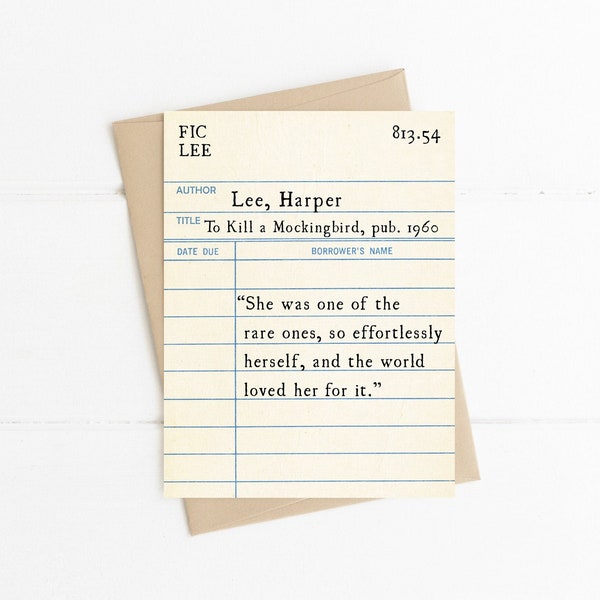 She was One of the Rare Ones, To Kill a Mockingbird Book Quote, Harper Lee Quote, Vintage Library Card, Literary Gift Card, Book Lover Gift