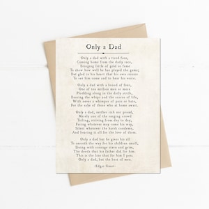 Only a Dad Poem, Edgar Guest Poem, 5x7 Card for Dad, Fathers Day Card, Birthday Card for Dad from Son or Daughter, Father Gift, Dad Gift zdjęcie 1