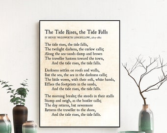 The Tide Rises, The Tide Falls Poem, Henry Wadsworth Longfellow Poem, Ocean Sea Quote, Poetry Art, Literary Art Print, Unframed