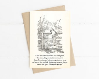 Braver than you Believe Winnie the Pooh Quote, AA Milne, Classic Winnie the Pooh Notecard, Book Quotes Card, Friendship Card