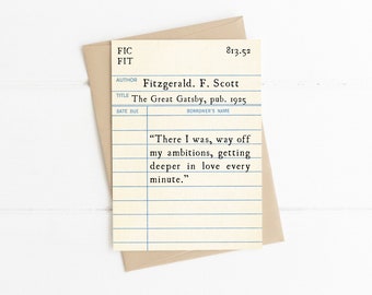 F. Scott Fitzgerald Quote, Great Gatsby, Deeper in Love Quote, Gift for Her, Romantic Love Quote Card, Book Lover Gift Idea, Literary Gift
