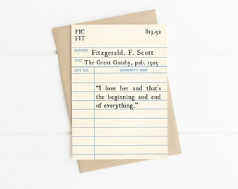F. Scott Fitzgerald Quote, Great Gatsby, I Love Her Quote, Romantic Love Quote Card, Book Lover Gift Idea, Literary Gift, Book Quote
