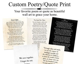 Custom Quote Print, Personalized Print Decor, Inspirational Quote Poetry Print, Personalized Literary Gift, Poetry Art Print