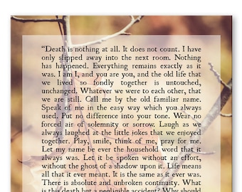 Death is Nothing at All, Henry Scott Holland Quote, Inspirational Quote, Death Dying Quote, Death is Nothing Quote, Oak Leaf, Unframed