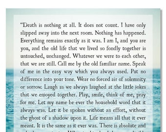 Death is Nothing at All, Henry Scott Holland Quote, Ocean Art Print, Death Dying Quote, Death is Nothing Quote, Oak Leaf, Unframed