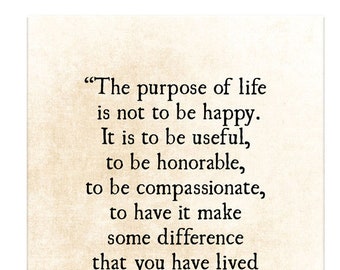 Ralph Waldo Emerson Quote Print, Purpose of Life Quote Print, Graduation Grad Gift, Literary Wall Art, Inspirational Quote, Unframed