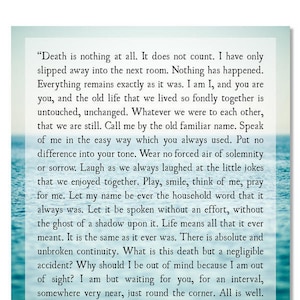 Death is Nothing at All, Henry Scott Holland Quote, Ocean Art Print, Death Dying Quote, Death is Nothing Quote, Oak Leaf, Unframed