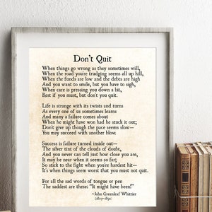 Don't Quit Print, John Greenleaf Whittier Quote, Graduation Gift, Grad ...