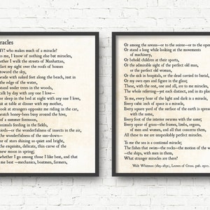 Walt Whitman Quote Art Print, Miracles Poem Leaves of Grass, Miracles Poetry Art Print, Book Page Art, Graduation Gift, Unframed