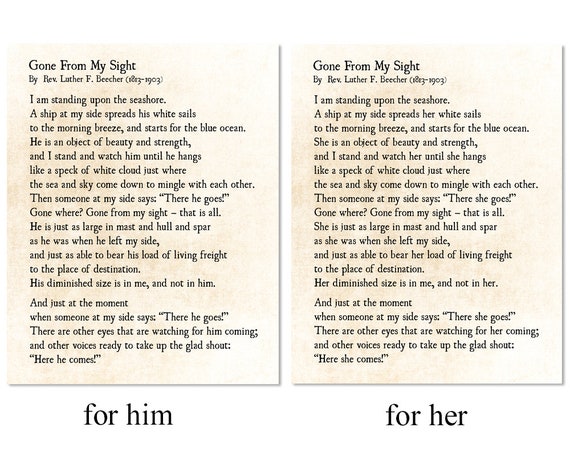 Gone From My Sight Luther Beecher Grief Poem What Is Dying Etsy