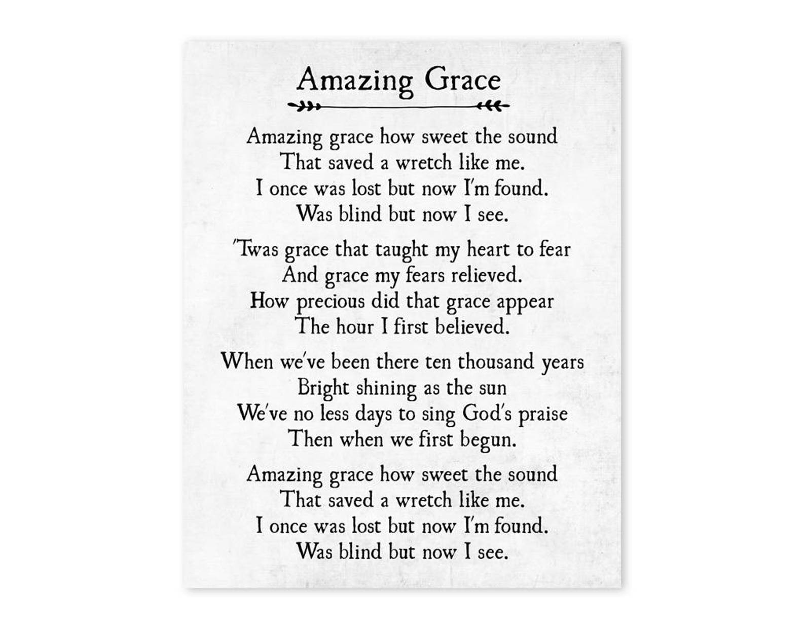 Amazing Grace Lyrics Print Christian Wall Art Decor Amazing Etsy Hong