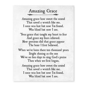 Amazing Grace Lyrics Print, Christian Wall Art Decor, Amazing Grace ...