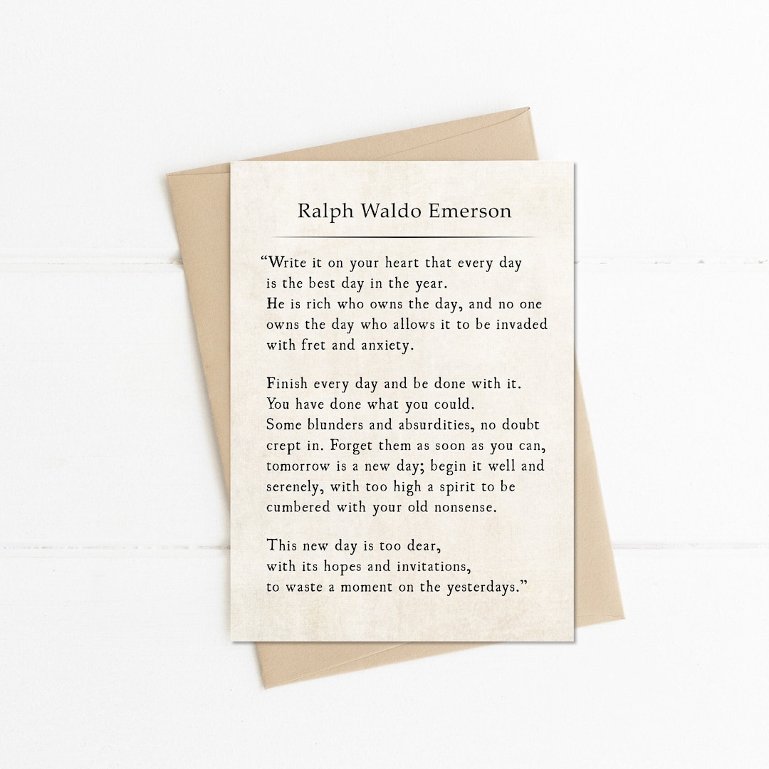 Ralph Waldo Emerson Quote, Write It on Your Heart, Birthday Card, 5x7 ...