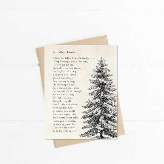 A Fallen Limb Poem Sympathy Card, Bereavement Gift