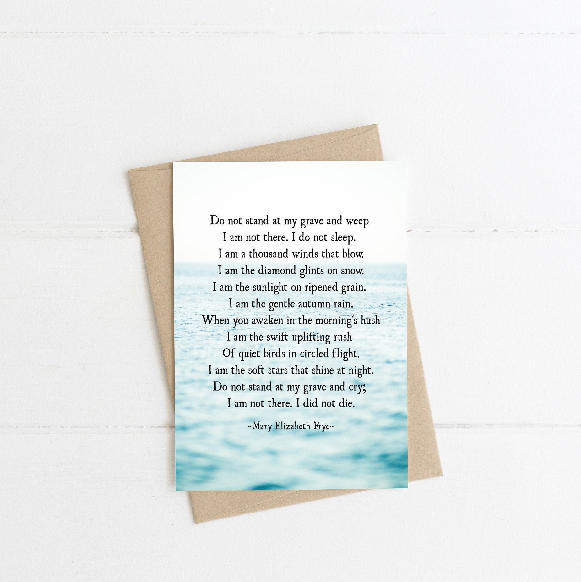 Sympathy Card Do Not Stand at My Grave and Weep Poem Mary Etsy