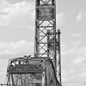 Bridge Architecture Memorial Bridge Portsmouth NH Black and White Piscataqua River Historical Art,  Fine Art Print