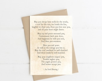 Irish Wedding Card, May You Always have Wall for the Wind, Irish Blessing Greeting Card, Celtic Blessing, Irish Quote Card