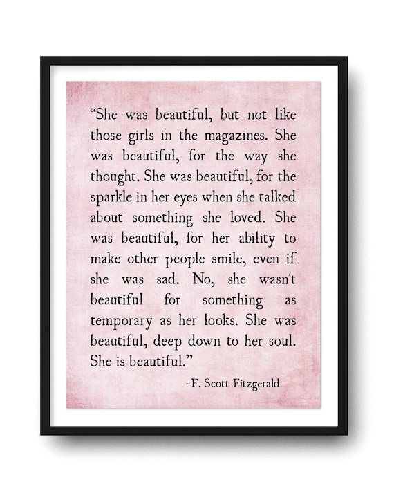 She Was Beautiful F. Scott Fitzgerald Quote Love Quote Book Etsy