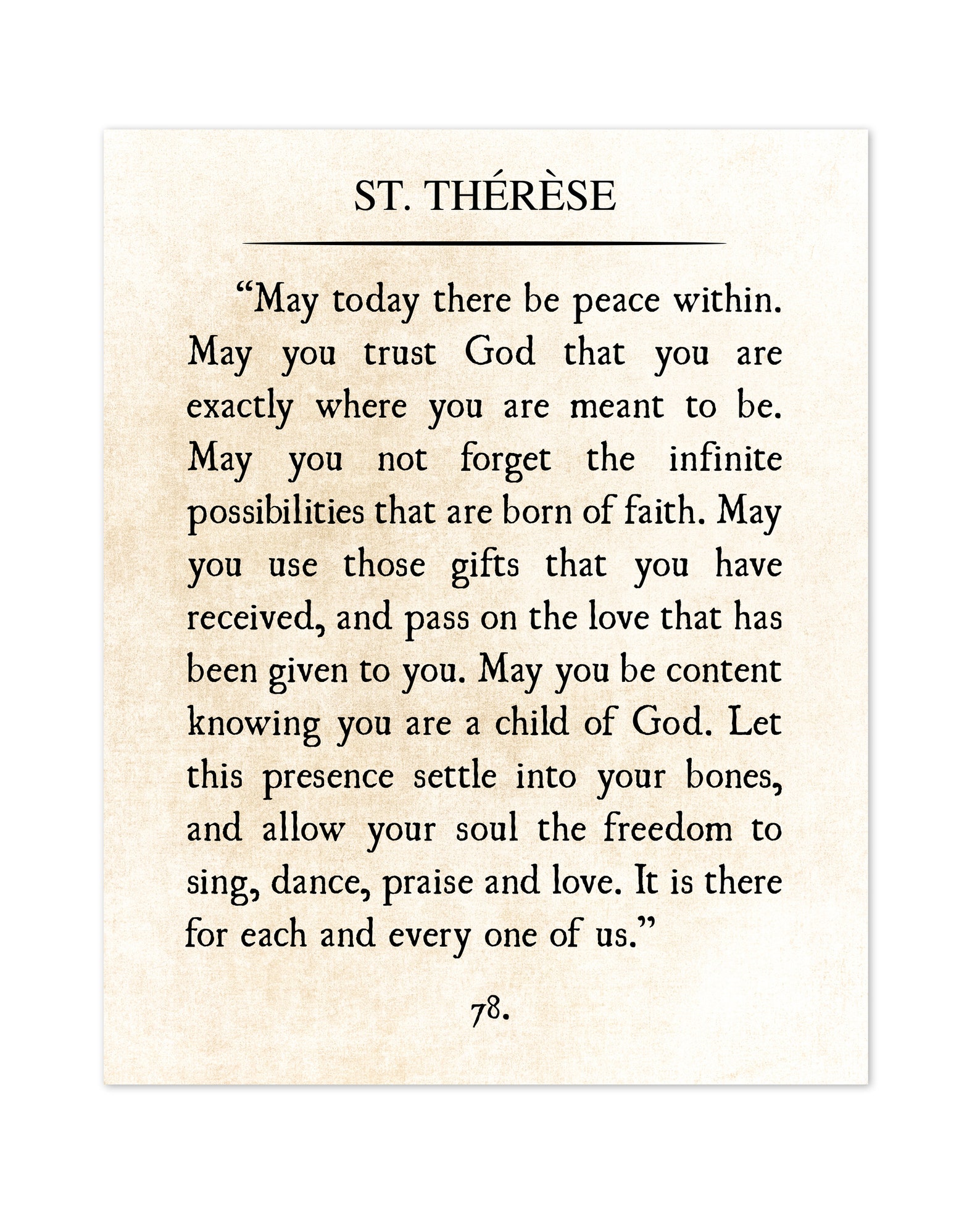 St. Therese Quote Print May Today There Be Peace Within Etsy