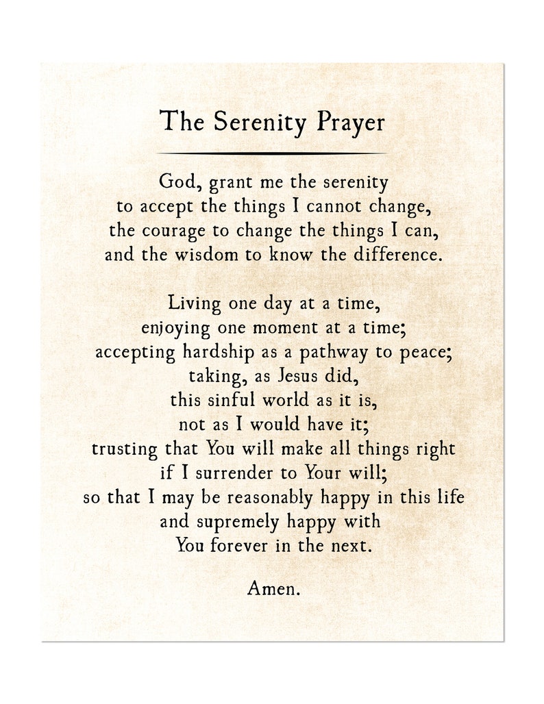 God Grant Me the Serenity Prayer Art Print Full Serenity Etsy Canada