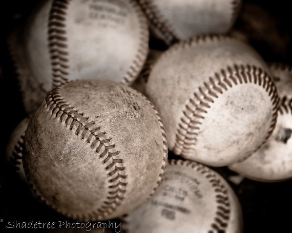 Rustic Softball Baseball Collection Rustic Art Sports Fan Boys Room Sepia Brown Tan ...