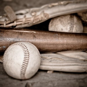 Baseball Print, Sports Decor, Boys Room Childrens Decor, Baseball Bat and Ball Photo, Large Wall Art, Farmhouse Decor, Bar, Fine Art Print