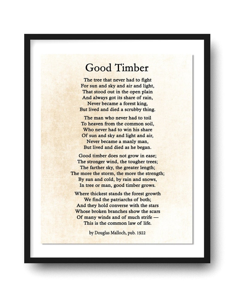 Good Timber Poem Print Douglas Malloch LDS Gift Citation du - Etsy France