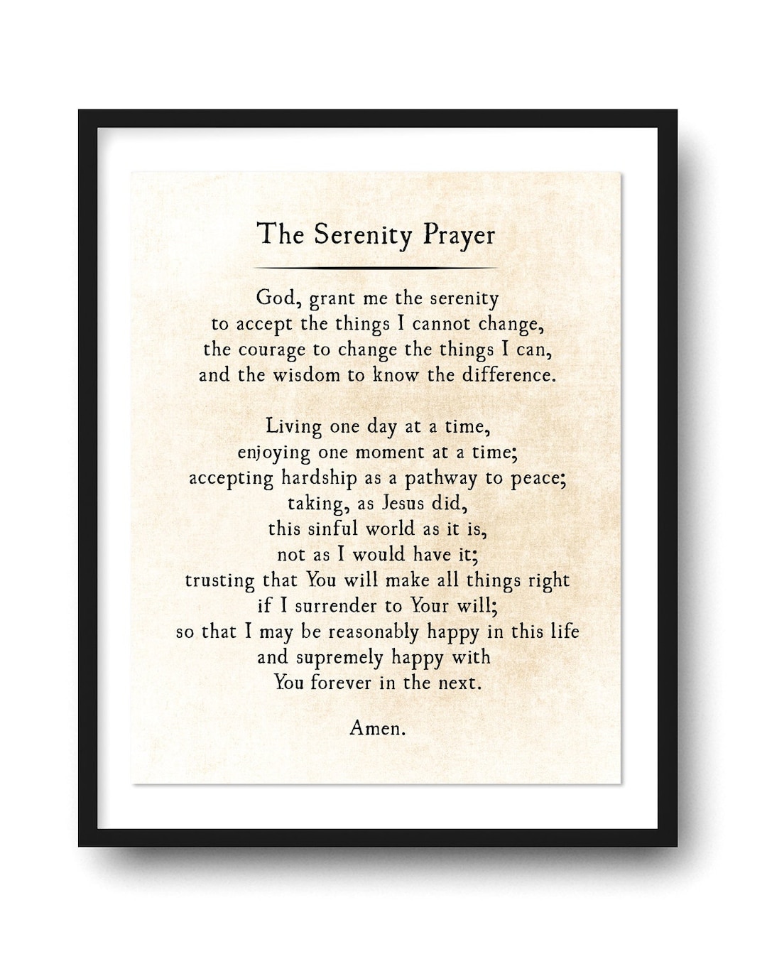 God Grant Me the Serenity Prayer Art Print, Full Serenity Prayer, Bible Verse Wall Art Print