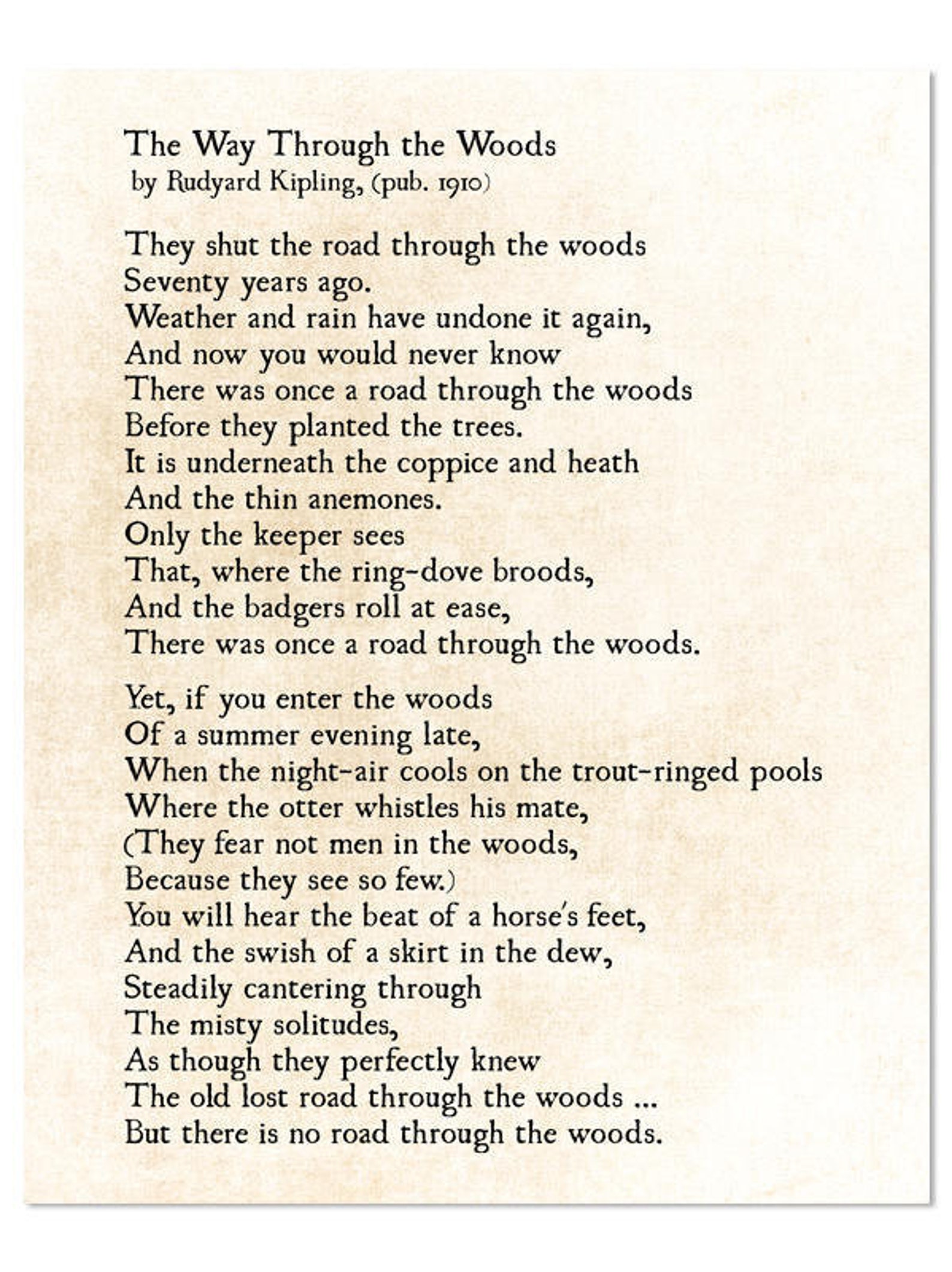 Rudyard Kipling Poem the Way Through the Woods Literature Etsy