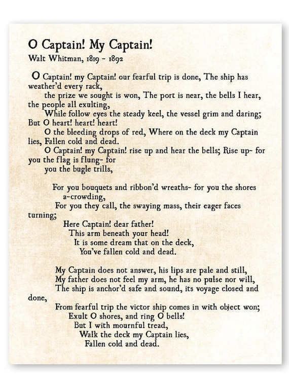 Oh Captain Oh Captain Poem O Captain My Captain 2022 11 20 Oh Captain Oh Captain Poem O Captain My Captain 2022 11 20