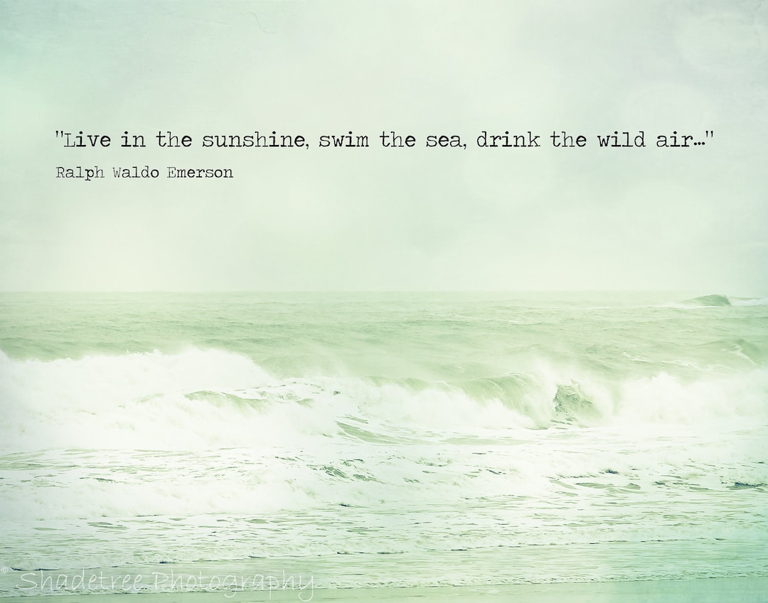 Beach Quote Ocean Photography Ralph Waldo Emerson Mint Green Teal Aqua  Shabby Chic Beach Waves Seascape, Fine Art Print, Unframed - Etsy, image size:1080x848