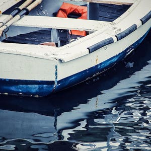 Boat Photography Art Print Rowboat Dory Oars Photo Blue - Etsy