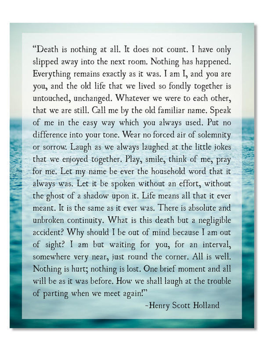 Death is Nothing at All, Henry Scott Holland Quote, Ocean Art Print, Death Dying Quote, Death is