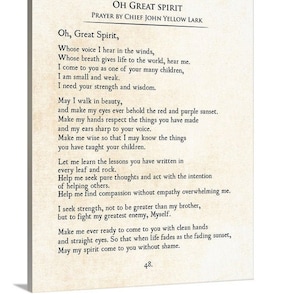 Oh Great Spirit Native American Prayer, John Yellow Lark Prayer ...