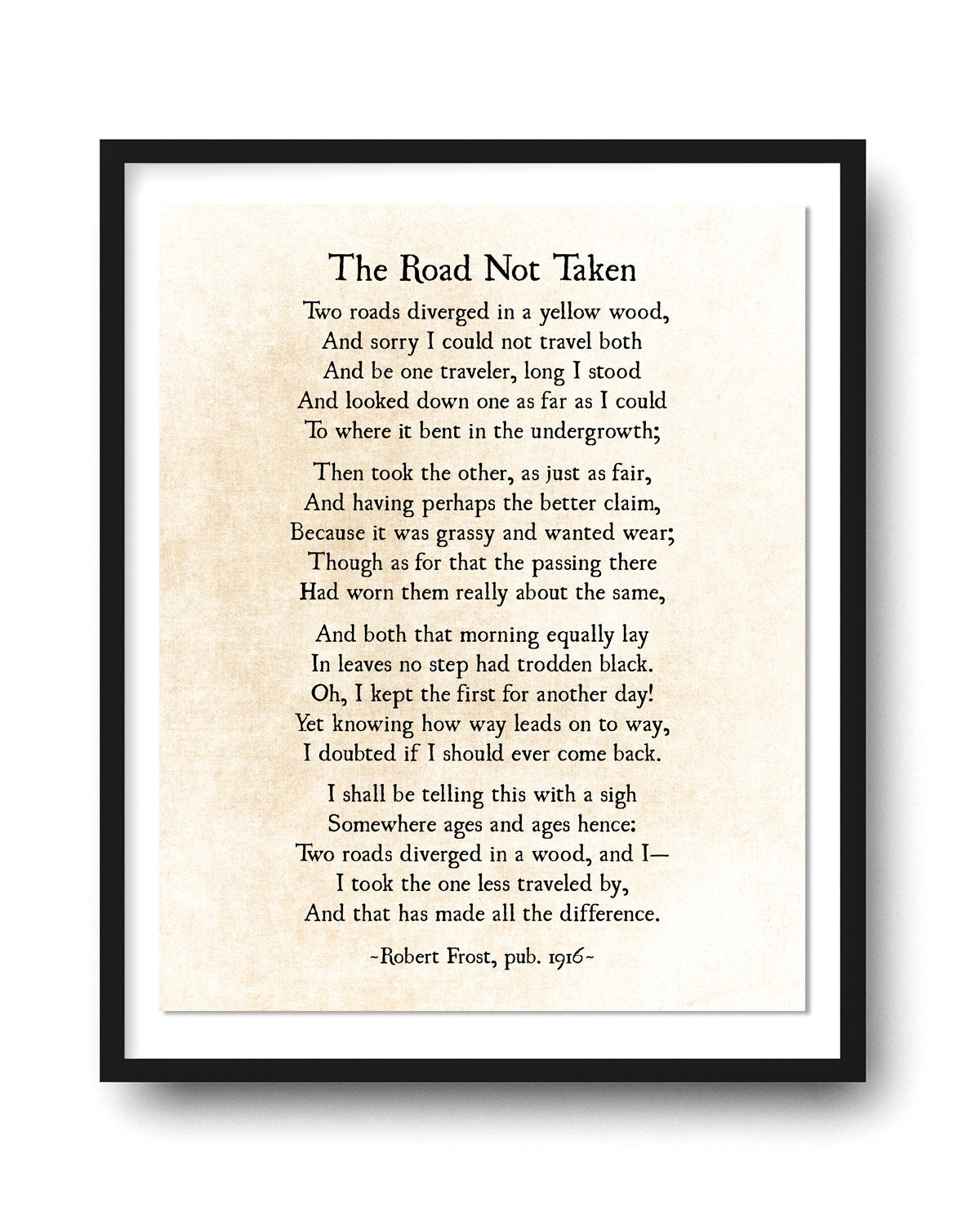 Road Not Taken Poem Robert Frost Poem Poetry Art Print | Etsy