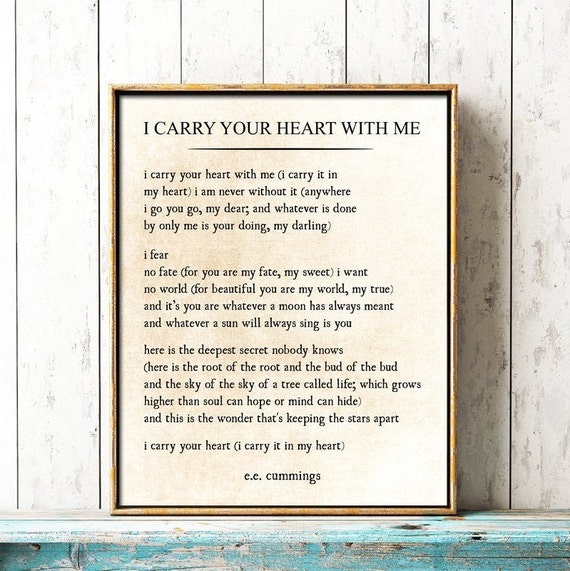 I carry your heart e.e. cummings poetry love poem -  Portugal