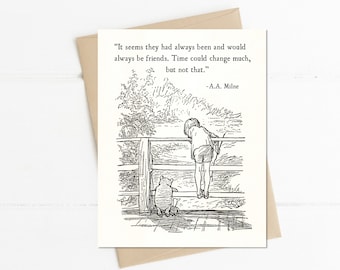 Winnie the Pooh Quote, Always be friends, AA Milne, Pooh Notecard, Thinking of You Card, Book Quotes Card, Best Friend Friendship Card