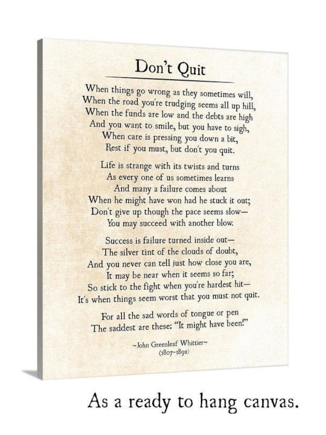 Don't Quit Poem John Greenleaf Whittier Quote Graduation - Etsy