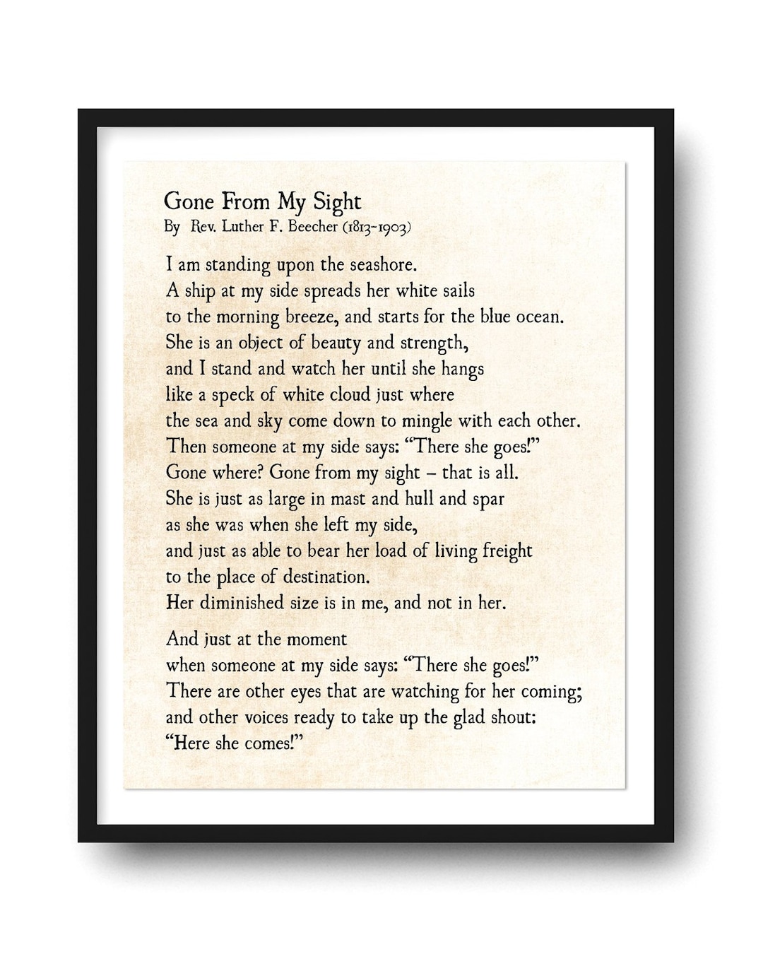 Gone From My Sight Luther Beecher Grief Poem What is Dying - Etsy