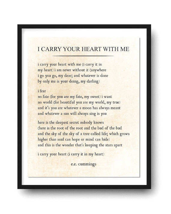 I carry your heart e.e. cummings poetry love poem -  Portugal