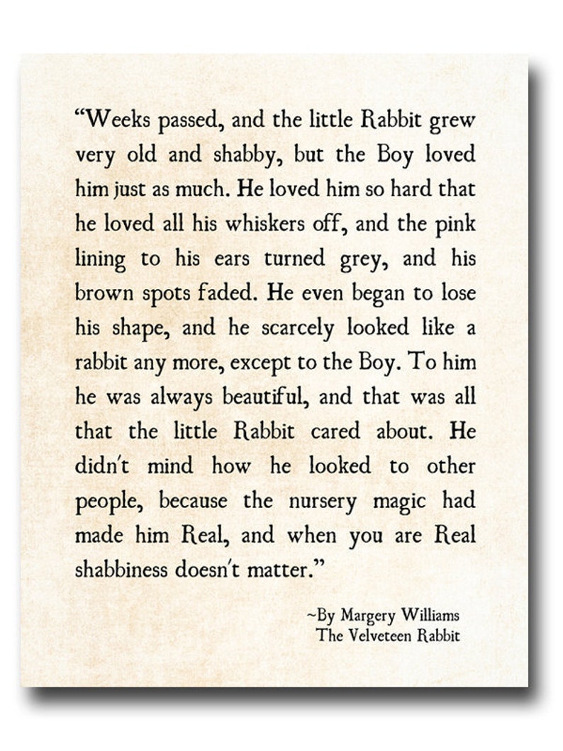 velveteen rabbit quote margery williams literary print love etsy
