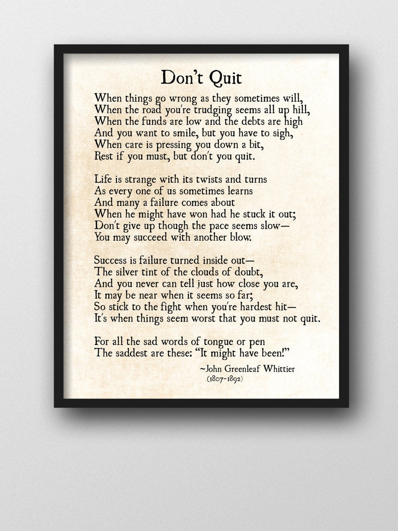 Don't Quit Print John Greenleaf Whittier Quote - Etsy New Zealand