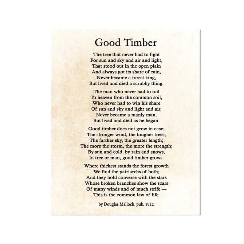 Good Timber Poem Print Douglas Malloch LDS Gift President | Etsy