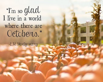 LM Montgomery Art Print, Anne of Green Gables Quote, October Fall Art Print, Autumn Book Page Art, Fall Quote