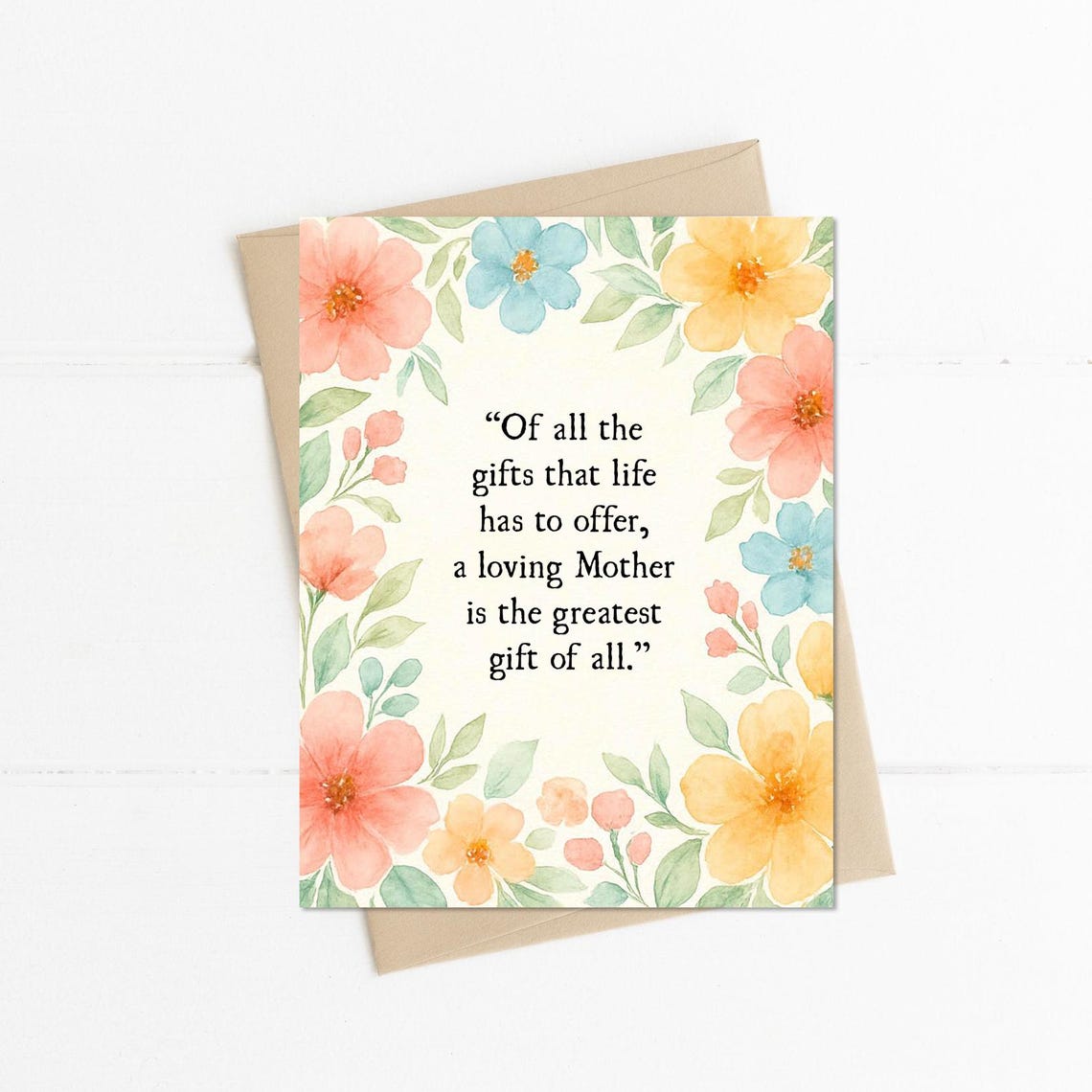 Mother's Day Card for Mom, Vintage Style Floral Greeting Card, Elegant ...