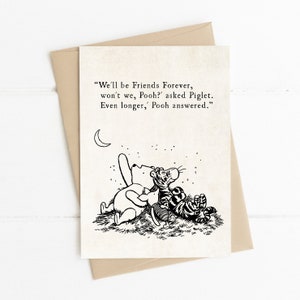 Winnie the Pooh Quote, We'll be Friends Forever Quote, AA Milne, Classic Winnie the Pooh Notecard, Book Quotes Card, Best Friends Card