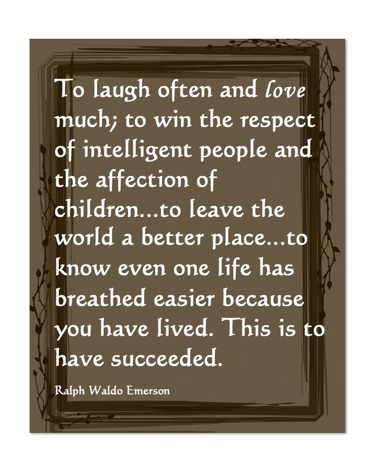 Ralph Waldo Emerson Quote Wall Art, To Succeed Quote, Graduation Grad Gift,  Poetry Art, Inspirational Quote, Poetry Art Print, Unframed, image size:1224x1584